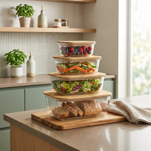 4-Piece Square Borosilicate Glass Food Storage Container Set