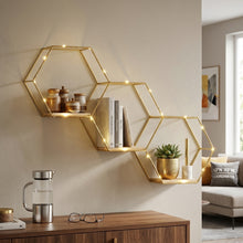 Creative Iron Wall-Mounted Shelf Rack with Light – Decorative Floating Storage