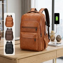 Men's USB Charging Laptop Backpack – Large-Capacity PU Leather School & Travel Bag