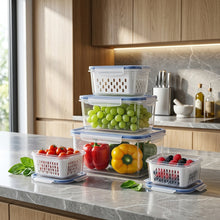 3-Piece Food Storage Container Set with Drain Baskets