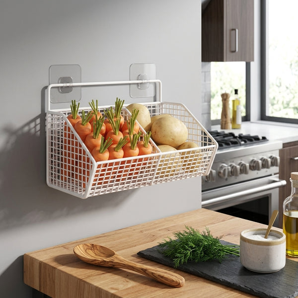 Wall-Mounted Metal Wire Kitchen Storage Basket