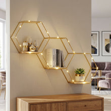 Creative Iron Wall-Mounted Shelf Rack with Light – Decorative Floating Storage