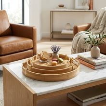 3-in-1 Round Bamboo Serving & Décor Tray Set