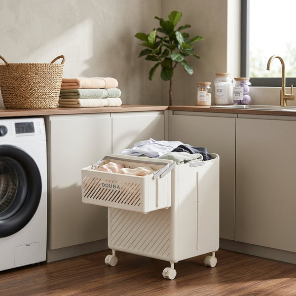 2-Piece Foldable Laundry Hamper Set with Wheels