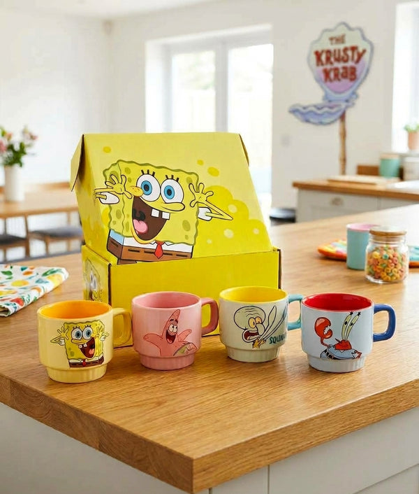 4-Piece SpongeBob SquarePants Ceramic Coffee Mug Set