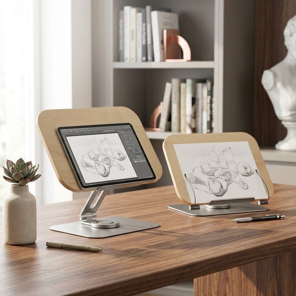 Portable Rotating Bamboo Laptop & Book Stand – Adjustable Study Desk Holder