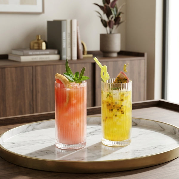 Set of 6 Ribbed Highball Glasses