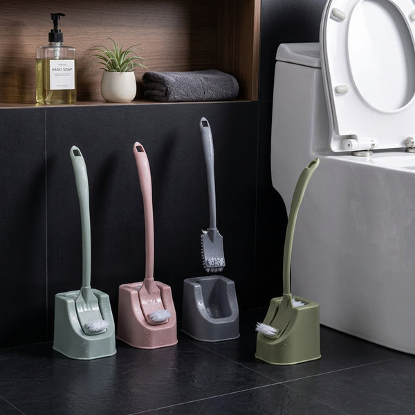 No-Dead-Corner Toilet Brush Set with Long Handle & Storage Base