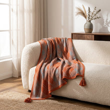 Bohemian Knitted Throw Blanket with Tassels – 130 × 160cm