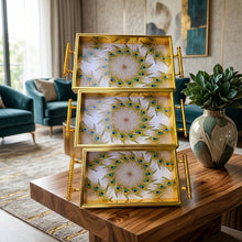 3-Piece Gold Peacock Design Serving Tray Set – view 3