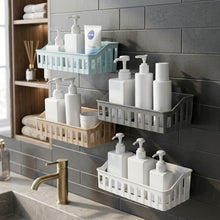Non-Drill Bathroom & Kitchen Corner Shelf – Wall-Mounted Plastic Storage Organizer