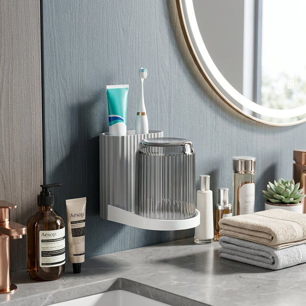 Toothbrush & Toothpaste Holder with Gargle Cup