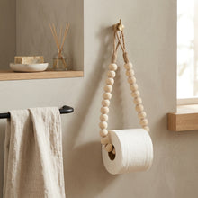 Natural Wood Beaded Toilet Paper Holder – view 2