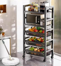 5-Tier Heavy-Duty Metal Kitchen Vegetable Rack with Wheels