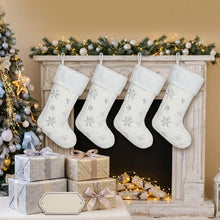 4 Pack White Faux Fur Christmas Stockings