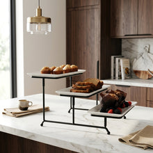 3-Tier Food Serving Tray Set with White Stoneware Platters – view 2