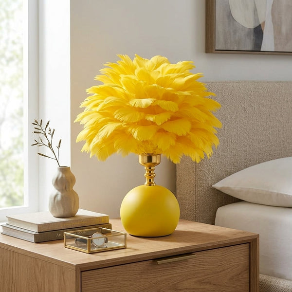 Yellow Feather Bedside Lamp