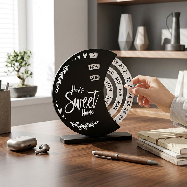 Perpetual Wooden Block Calendar – Reusable Desk & Home Décor