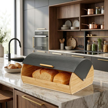 Bamboo Bread Box with Black Roll-Top Lid – view 2