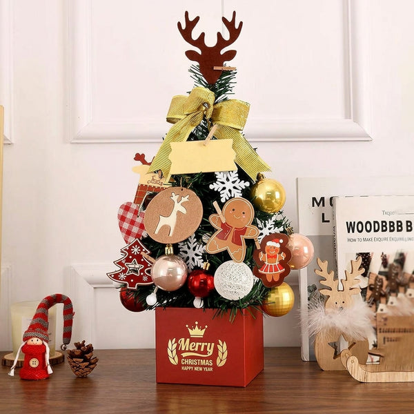 Mini Desktop Christmas Tree with LED Lights and Accessories