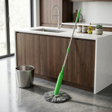 360° Rotating Self-Wringing Bamboo Twist Mop – Retractable Microfiber Floor Mop