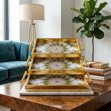 3-Piece Gold Peacock Design Serving Tray Set – view 2