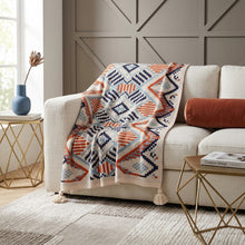 Bohemian Knitted Throw Blanket with Tassels – 130 × 160cm