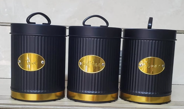 3pc Alloy Canister Set — high quality galvanized iron, Arvani Home Essentials