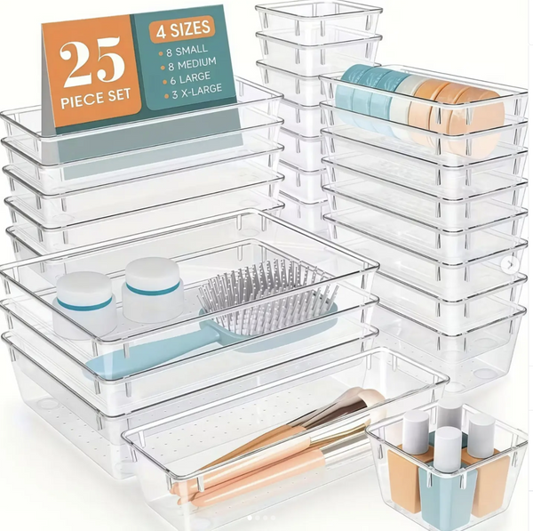 25-Piece Acrylic Drawer Organizer Set shown from another angle (Acrylic)