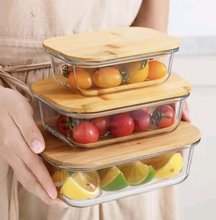 3-Piece Glass Food Storage Container Set with Bamboo Lids — Glass with Bamboo Lids, Arvani Home Essentials