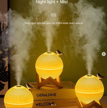 Ultrasonic 330ml air humidifier and aroma diffuser on a wooden stand