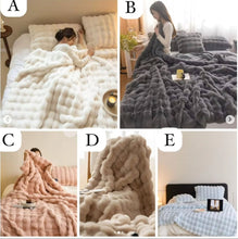 **Soft Bubble Winter Throw Blanket Plain shown from another angle (Bedroom)