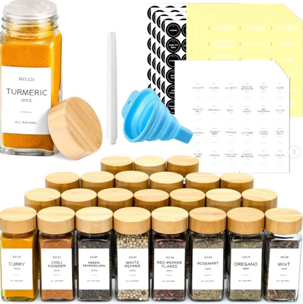 29 PCS SET GLASS STORAGE JARS WITH BAMBOO LID — Glass, Bamboo, Arvani Home Essentials
