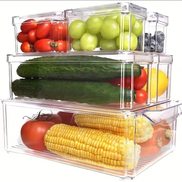 7pcs stackable Fridge storage organizers — Kitchen Storage & Organisation, Arvani Home Essentials