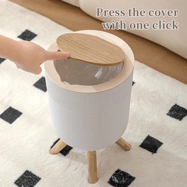 Nordic Style Garbage Container With Wood Grain Cover — Wood, Arvani Home Essentials