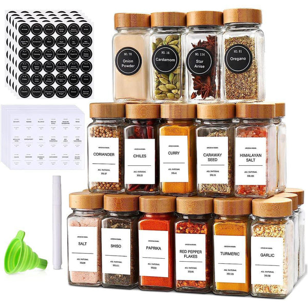 29 PCS SET GLASS STORAGE JARS WITH BAMBOO LID — Glass, Bamboo, Arvani Home Essentials
