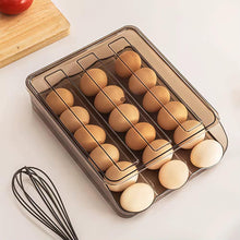 2 layer stackable automatic rolling fridge egg organizer shown from another angle (Kitchen Storage & Organisation)