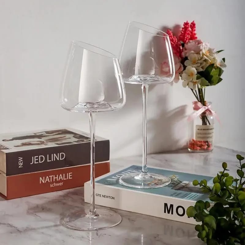 slanted wine glasses 2pc Slanted Medium Capacity Crystal Wine Glass – Arvani