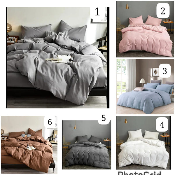 4pc Plain High Quality Duvet Cover Set — soft luxurious microfiber fabric, Arvani Home Essentials