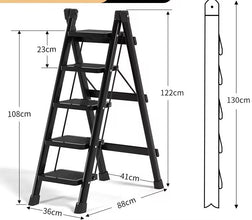Anti-slip Black Foldable Stepper Ladder shown from another angle (Pp)