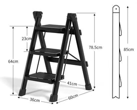 Anti-slip Black Foldable Stepper Ladder shown from another angle (Pp)