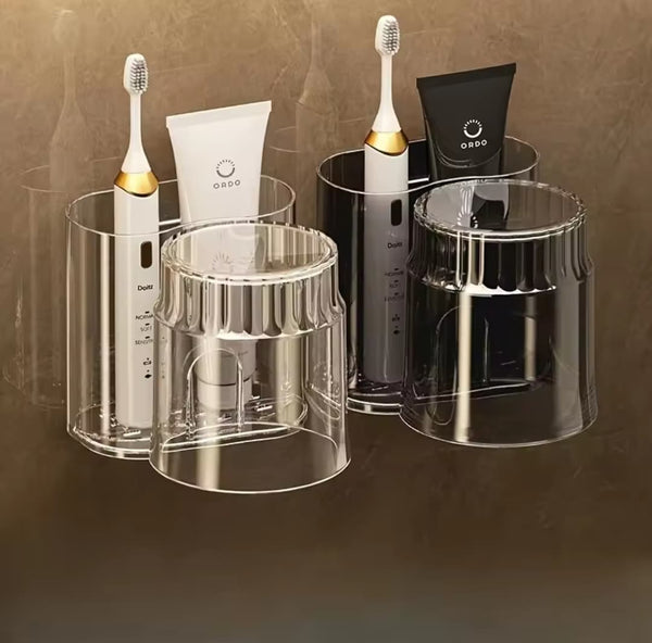 Wall mounted Toothbrush Holder With Mouthwash Cup — Bathroom & Laundry Storage, Arvani Home Essentials