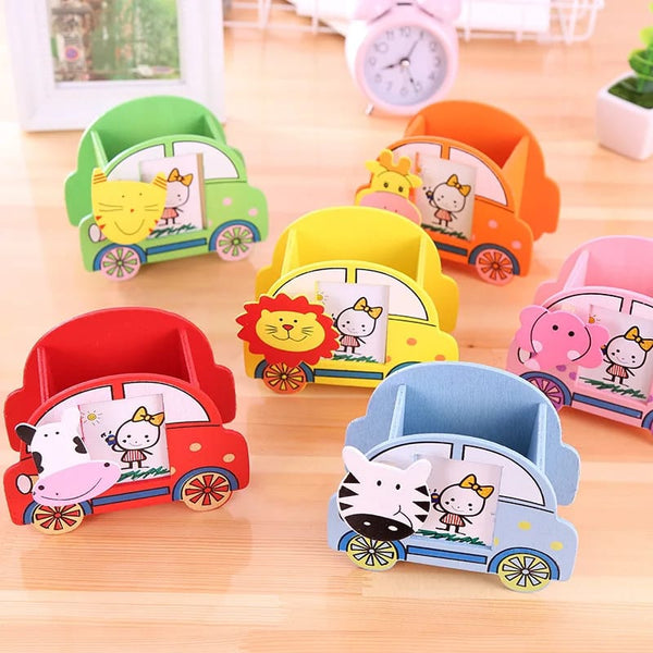 Wooden cartoon car shaped pen holder — Wooden, Arvani Home Essentials