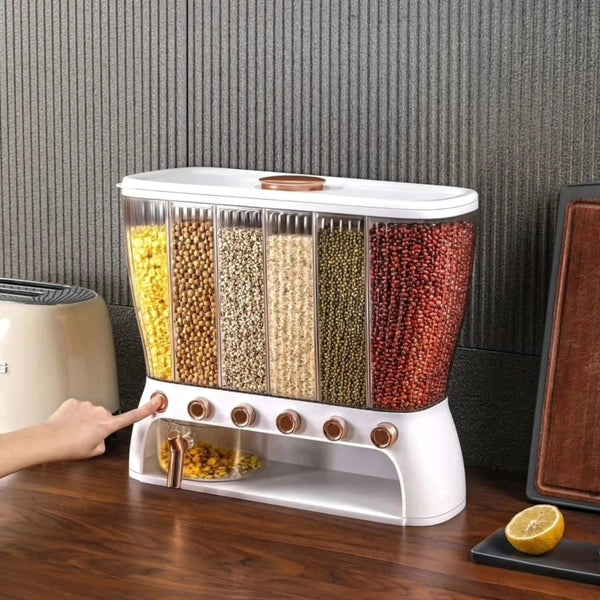 Acrylic Partitioned Rice/Cereal Dispenser — Acrylic, Arvani Home Essentials