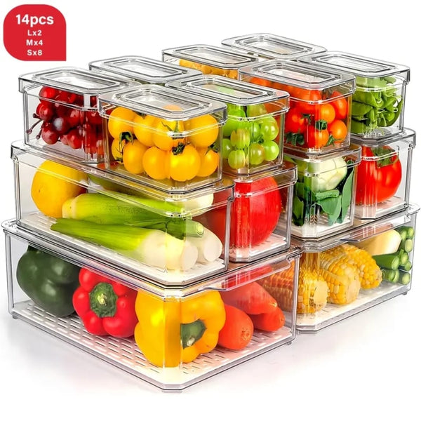 14pcs Stackable Fridge Storage Organizers — Kitchen Storage & Organisation, Arvani Home Essentials
