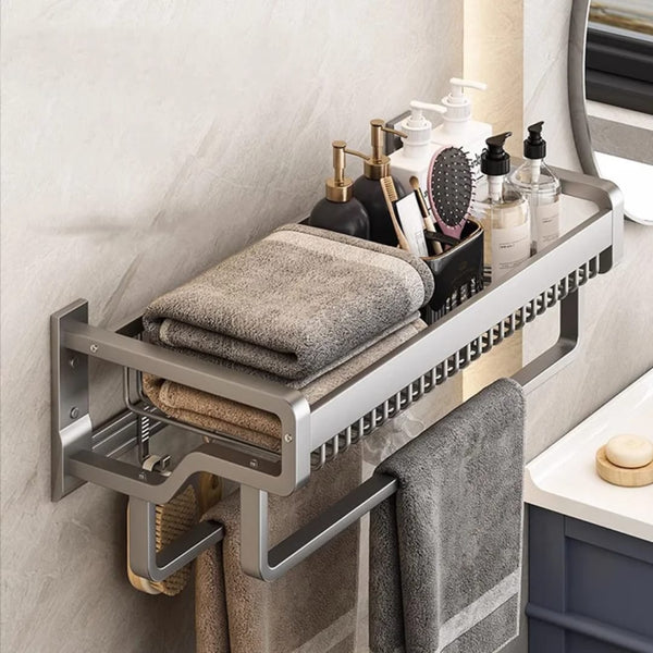 Bathroom wall mounted towel rack accessory with hooks — Bathroom & Laundry Storage, Arvani Home Essentials