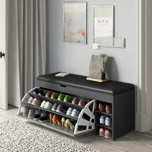 Modern Bucket flip shoe cabinet with seat changing stool bench — Black and Grey, Arvani Home Essentials