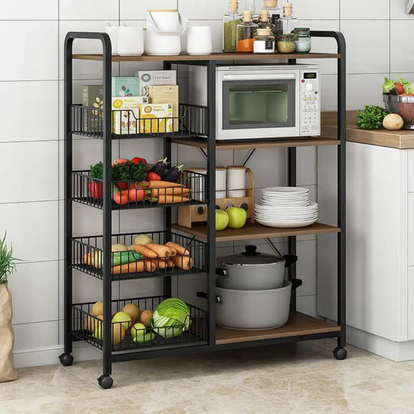 Multifunctional Strong metallic Kitchen rack with movable & lockable wheels — Kitchen Storage & Organisation, Arvani Home Essentials