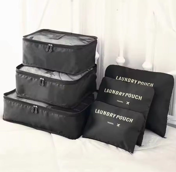 6pc Luggage Travel Organizers For Suitcase — black, grey and Navy blue, Arvani Home Essentials