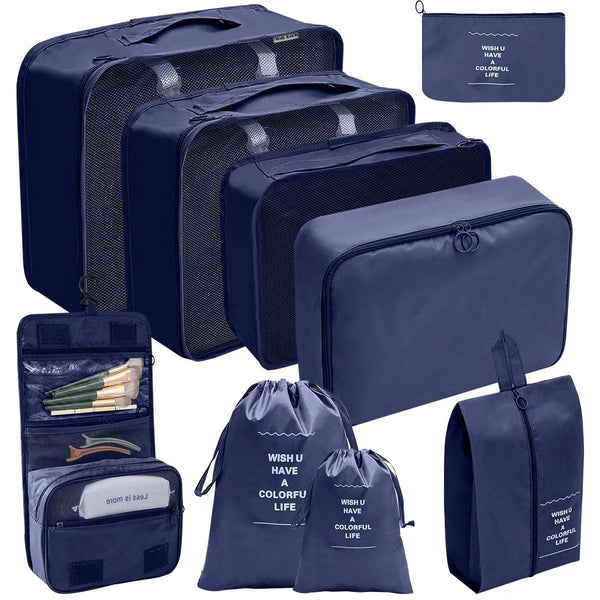 9pcs Luggage Travel Organizers /packing cubes For Suitcase — Navy blue,black,grey,pink, Arvani Home Essentials